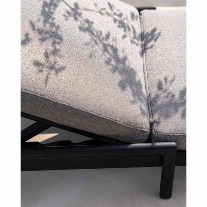 Jack Outdoor Adjustable Lounger With Cushion - Black Teak, Mocha
