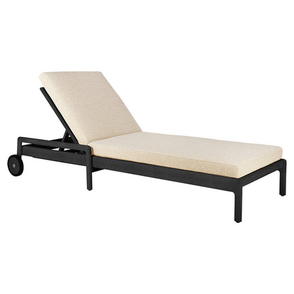 Jack Outdoor Adjustable Lounger With Cushion - Black Teak, Natural