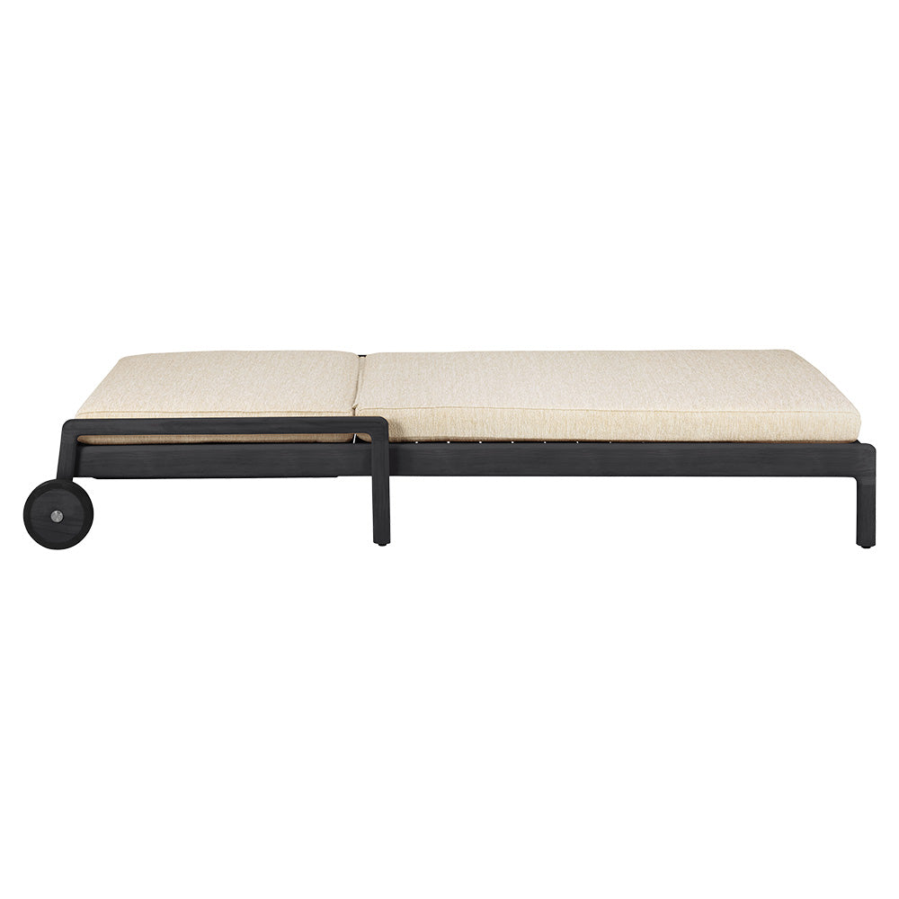 Jack Outdoor Adjustable Lounger With Cushion - Black Teak, Natural