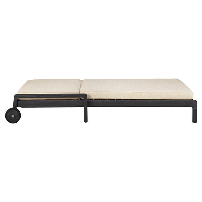 Jack Outdoor Adjustable Lounger With Cushion - Black Teak, Natural