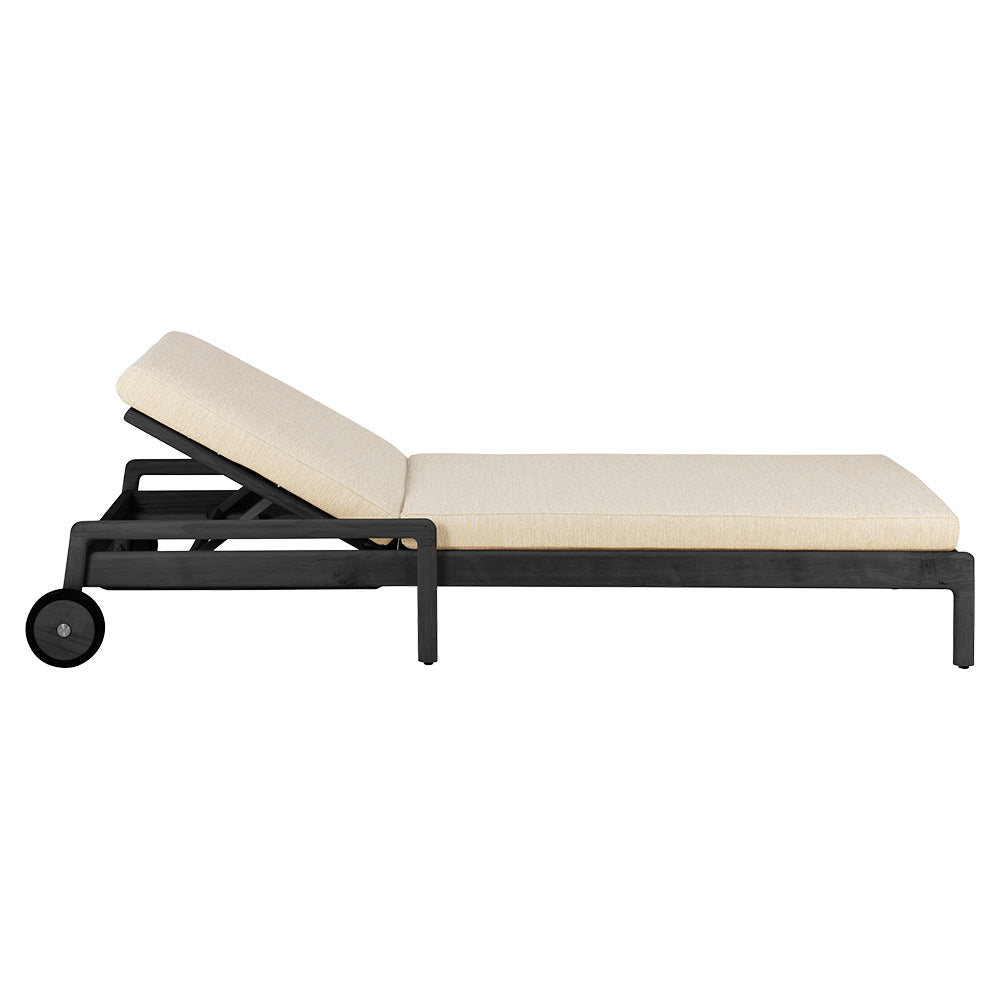 Jack Outdoor Adjustable Lounger With Cushion - Black Teak, Natural