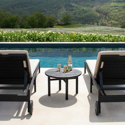 Jack Outdoor Adjustable Lounger - Teak, Burgundy