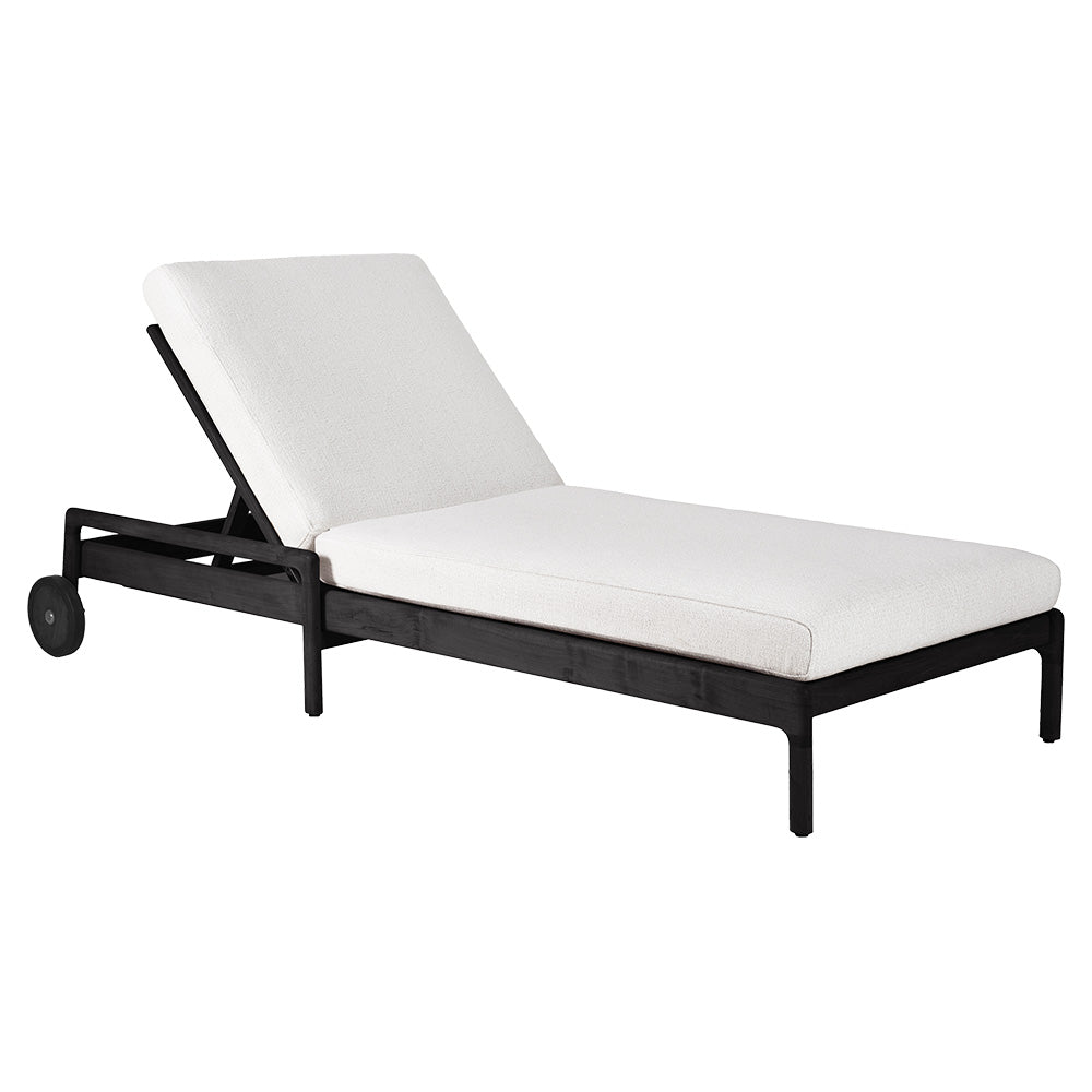 Jack Outdoor Adjustable Lounger With Cushion - Black Teak, Off White