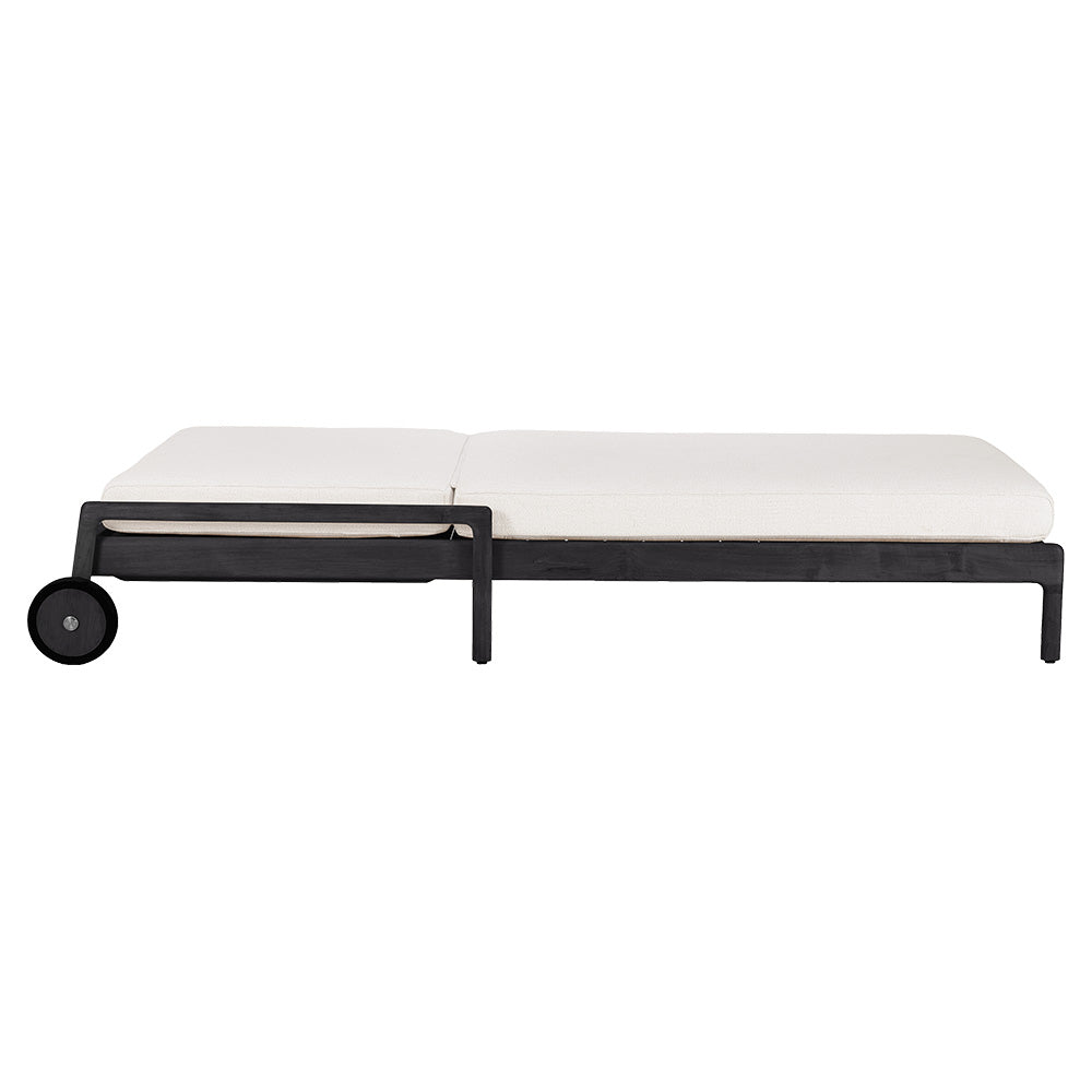 Jack Outdoor Adjustable Lounger With Cushion - Black Teak, Off White
