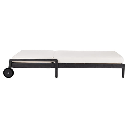 Jack Outdoor Adjustable Lounger With Cushion - Black Teak, Off White