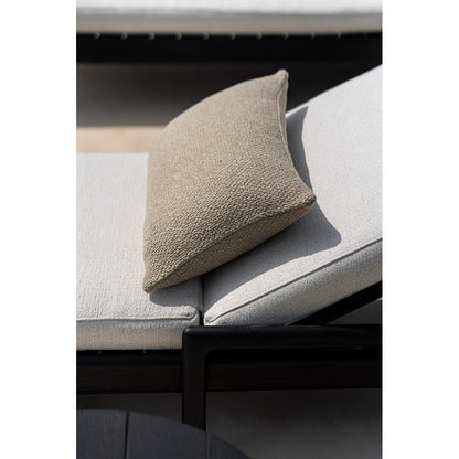Jack Outdoor Adjustable Lounger With Cushion - Black Teak, Off White