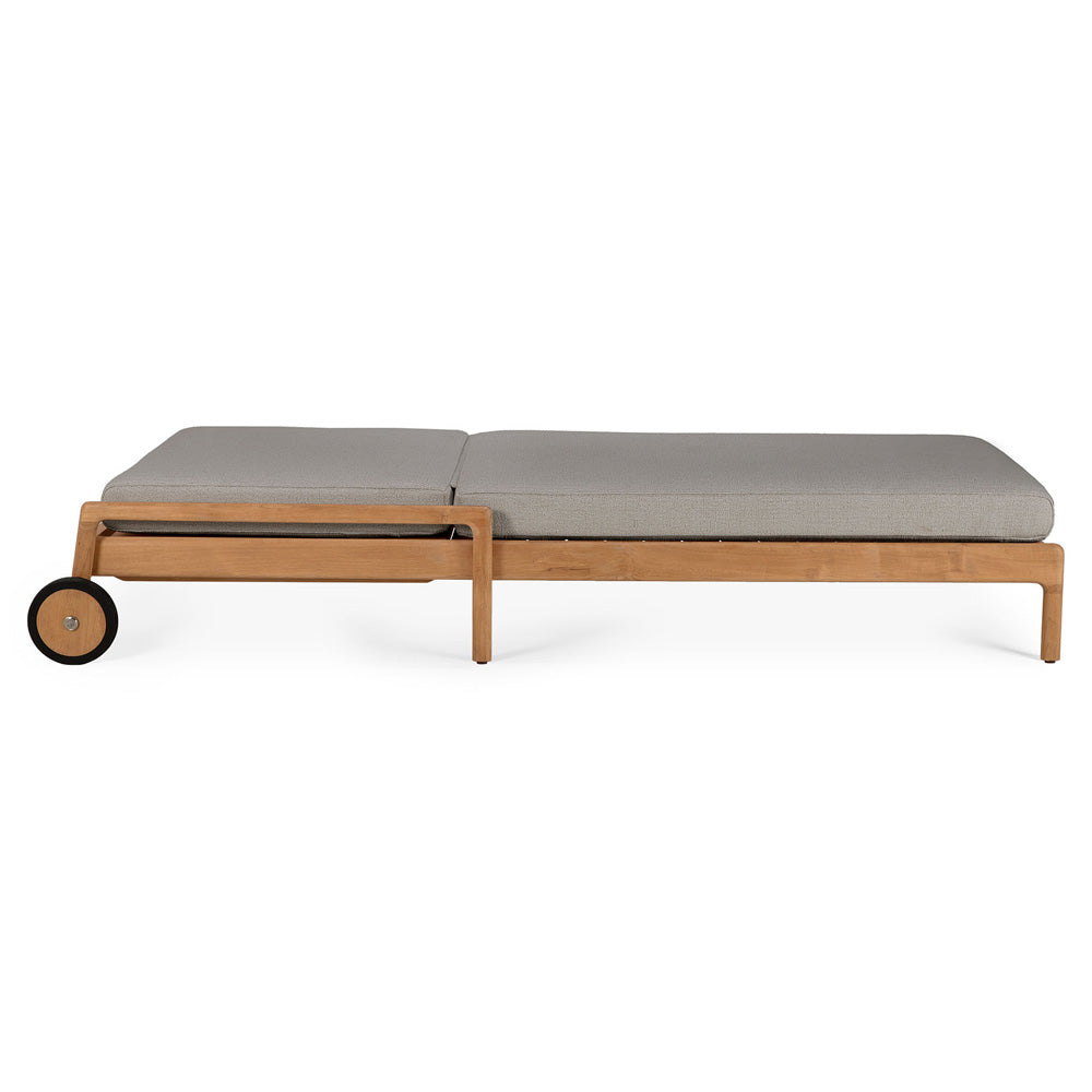 Jack Outdoor Adjustable Lounger With Cushion - Teak, Mocha
