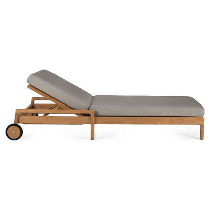 Jack Outdoor Adjustable Lounger With Cushion - Teak, Mocha