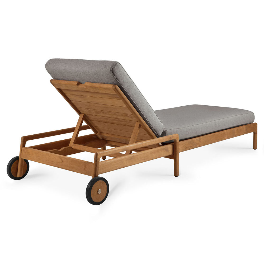 Jack Outdoor Adjustable Lounger With Cushion - Teak, Mocha