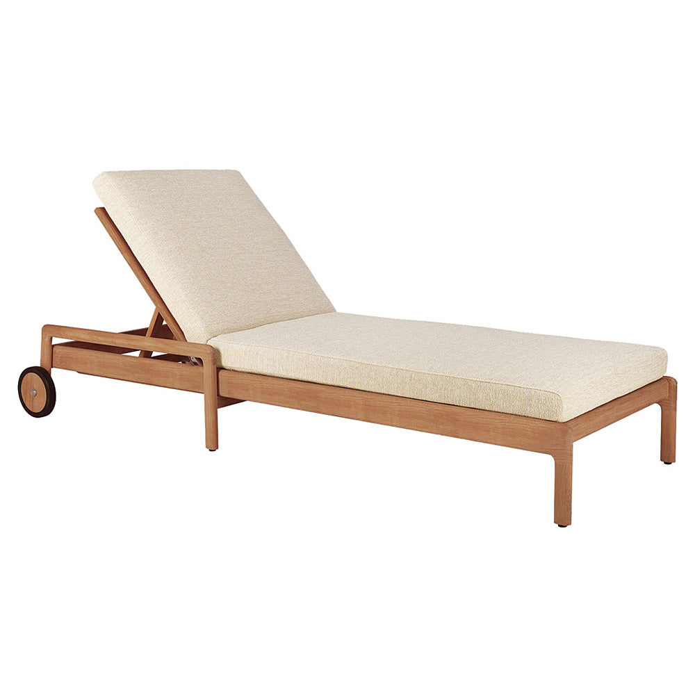 Jack Outdoor Adjustable Lounger With Cushion - Teak, Natural
