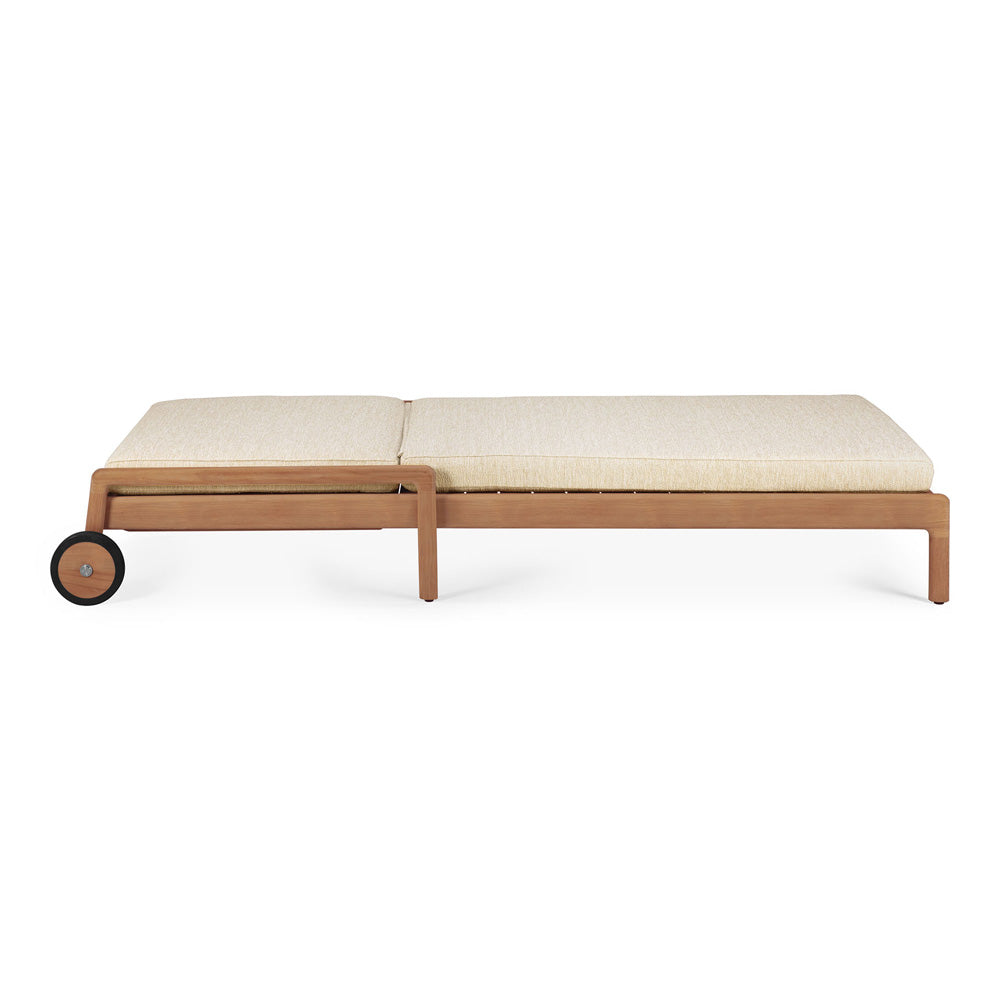 Jack Outdoor Adjustable Lounger With Cushion - Teak, Natural