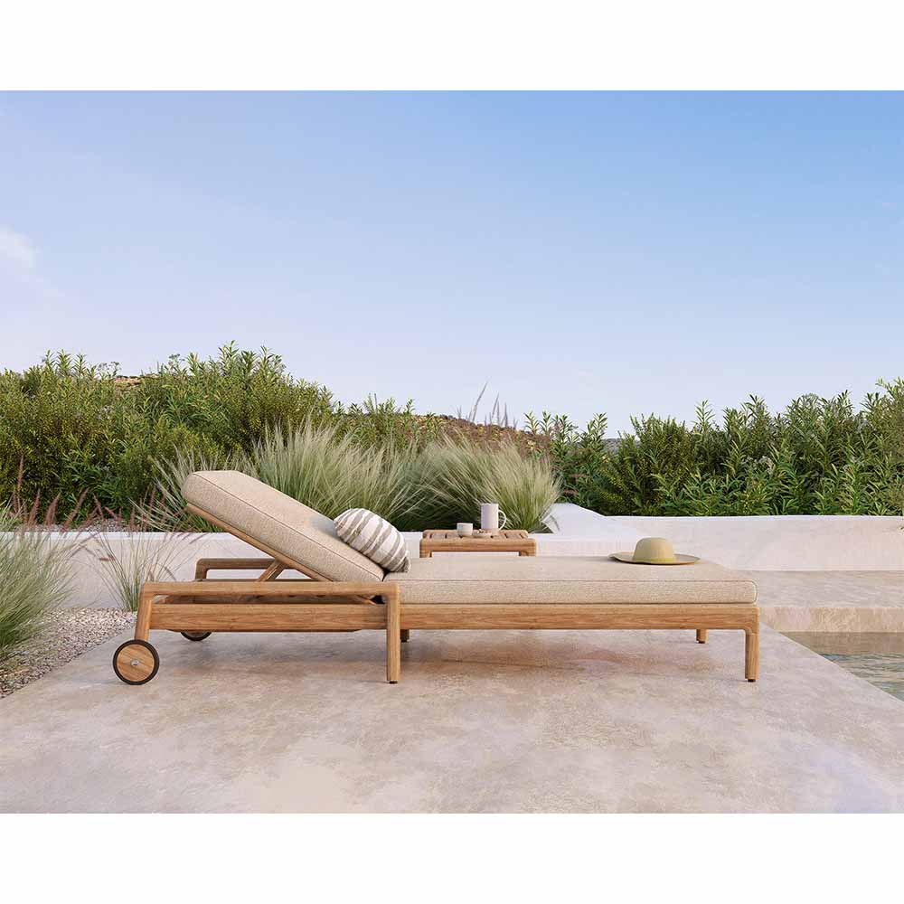 Jack Outdoor Adjustable Lounger - Teak, Green