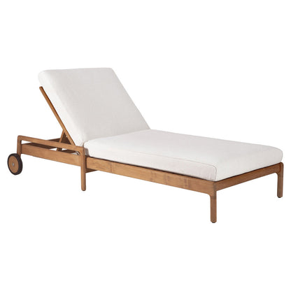 Jack Outdoor Adjustable Lounger With Cushion - Teak, Off White