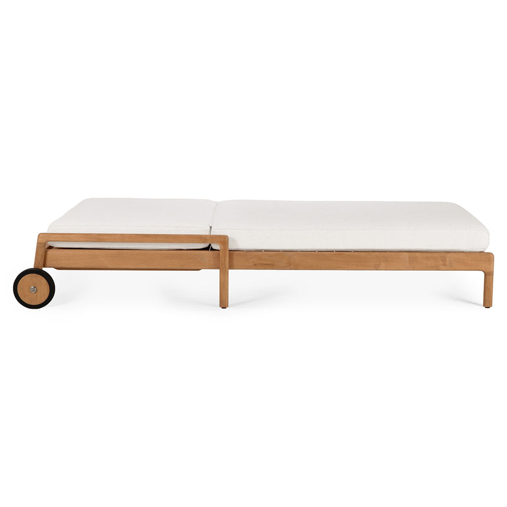 Jack Outdoor Adjustable Lounger With Cushion - Teak, Off White