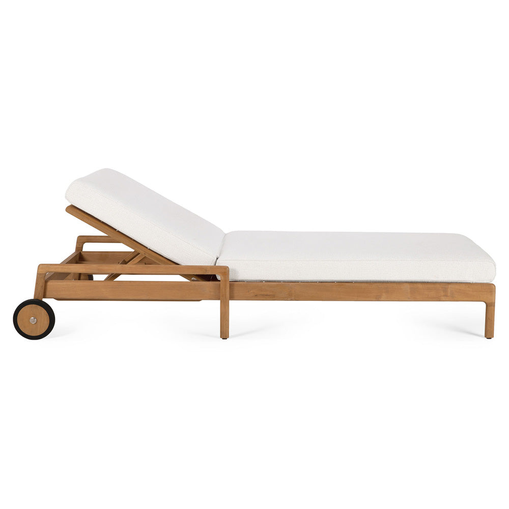 Jack Outdoor Adjustable Lounger With Cushion - Teak, Off White