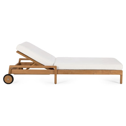 Jack Outdoor Adjustable Lounger With Cushion - Teak, Off White