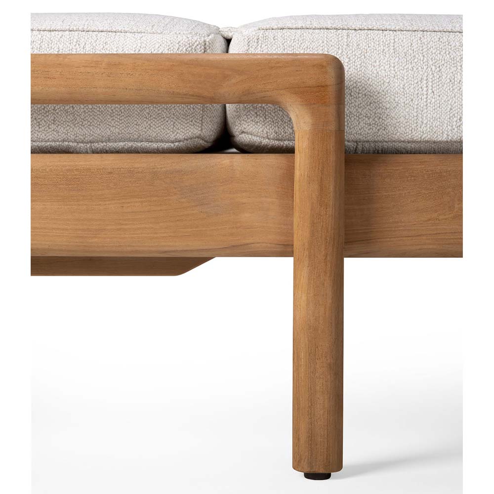 Jack Outdoor Adjustable Lounger With Cushion - Teak, Off White