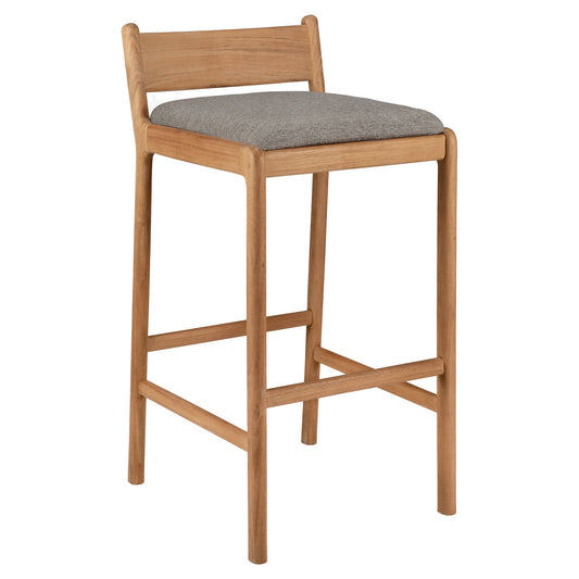 Jack Outdoor Bar Stool - Teak, Mocha Cushion