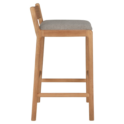 Jack Outdoor Bar Stool - Teak, Mocha Cushion