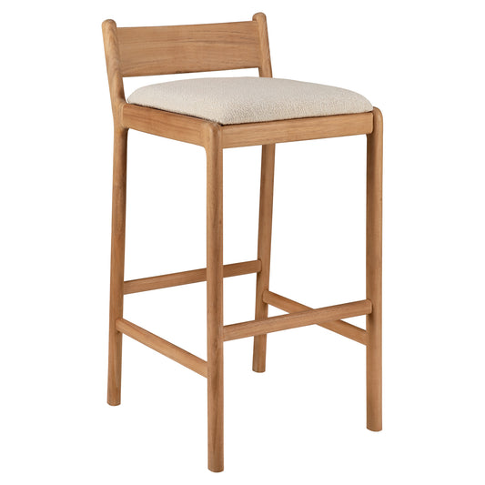 Jack Outdoor Bar Stool - Teak, Natural Cushion