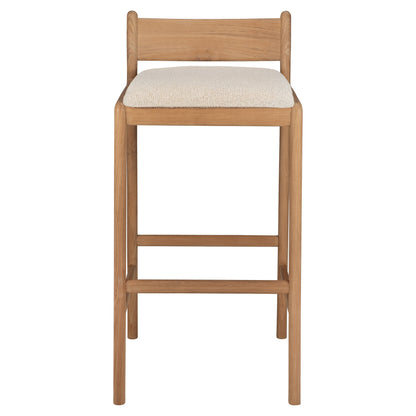Jack Outdoor Bar Stool - Teak, Natural Cushion