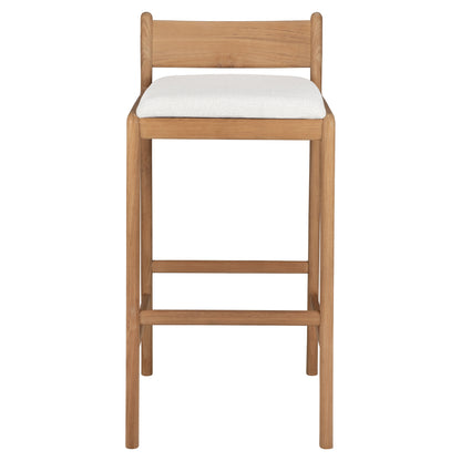 Jack Outdoor Bar Stool - Teak, Off White Cushion