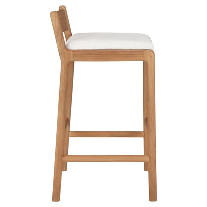 Jack Outdoor Bar Stool - Teak, Off White Cushion