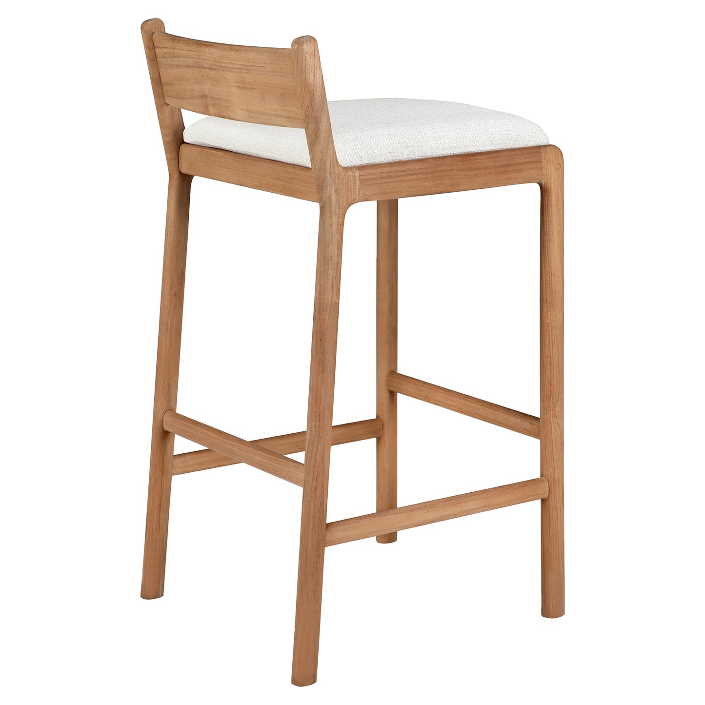 Jack Outdoor Bar Stool - Teak, Off White Cushion