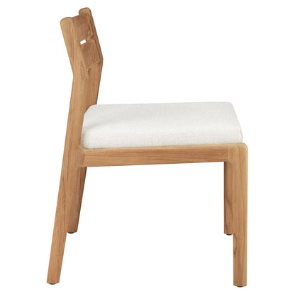 Jack Outdoor Dining Chair - Teak, Off White Cushion