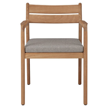Jack Outdoor Dining Chair with Armrest - Teak, Mocha Cushion