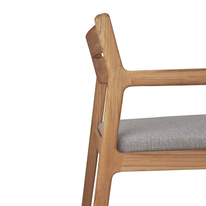 Jack Outdoor Dining Chair with Armrest - Teak, Mocha Cushion