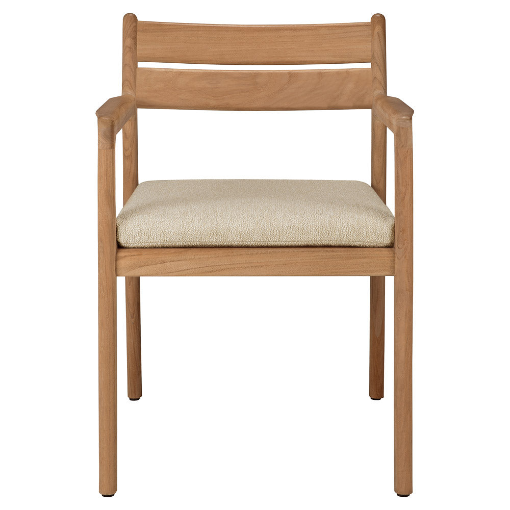 Jack Outdoor Dining Chair with Armrest - Teak,  Natural Cushion