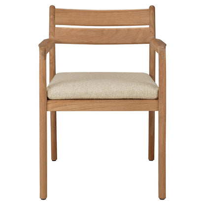 Jack Outdoor Dining Chair with Armrest - Teak,  Natural Cushion
