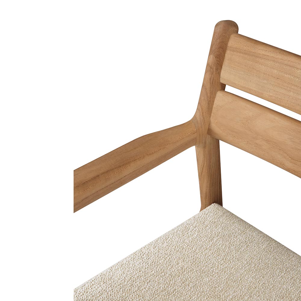 Jack Outdoor Dining Chair with Armrest - Teak,  Natural Cushion