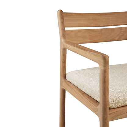 Jack Outdoor Dining Chair with Armrest - Teak,  Natural Cushion