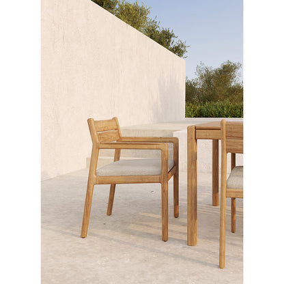 Jack Outdoor Dining Chair with Armrest - Teak,  Natural Cushion