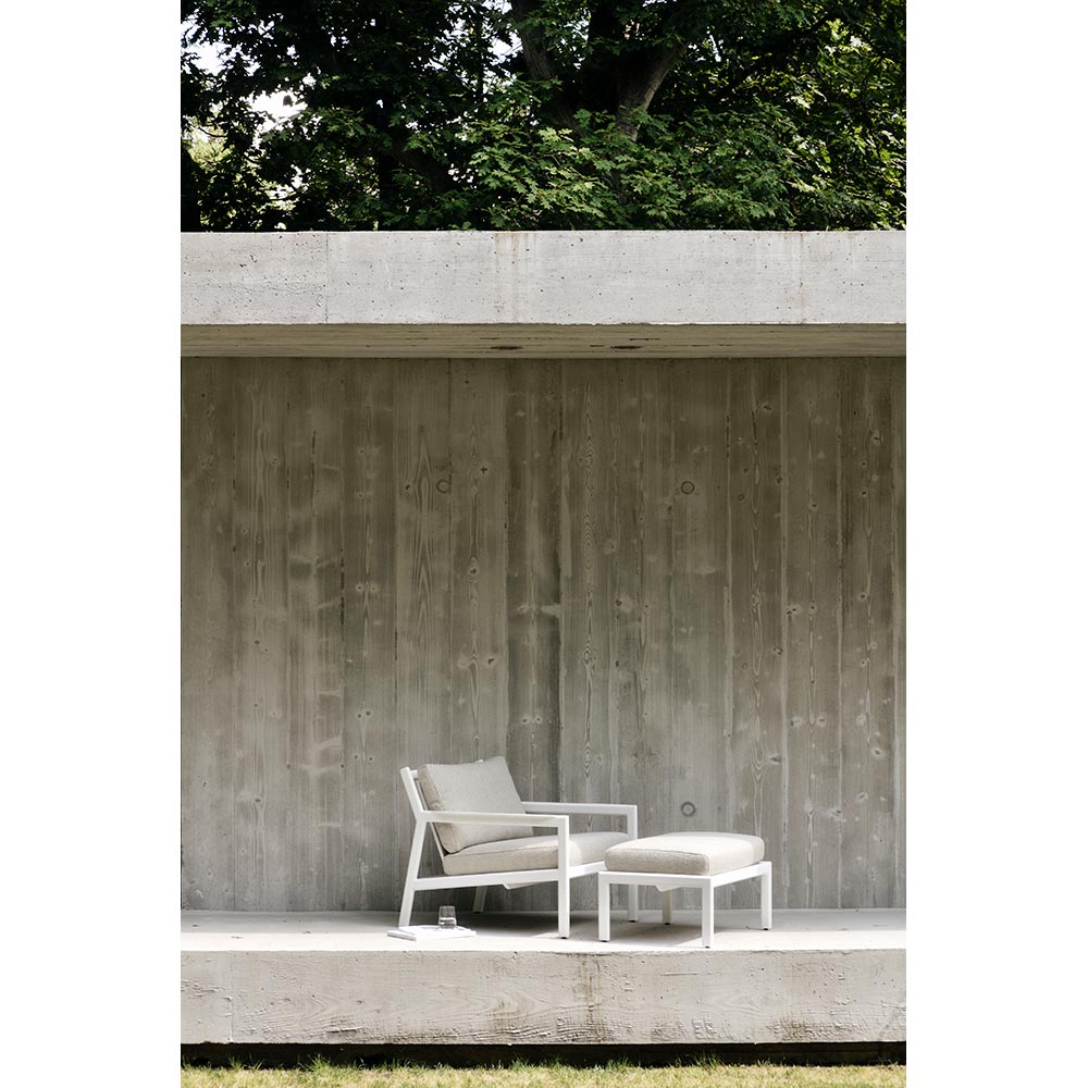 Jack Outdoor Footstool - Aluminum, Off White