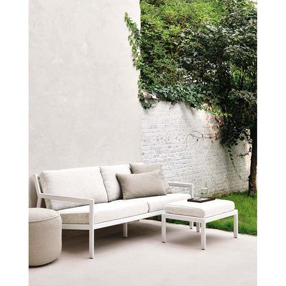 Jack Outdoor Footstool - Aluminum, Off White
