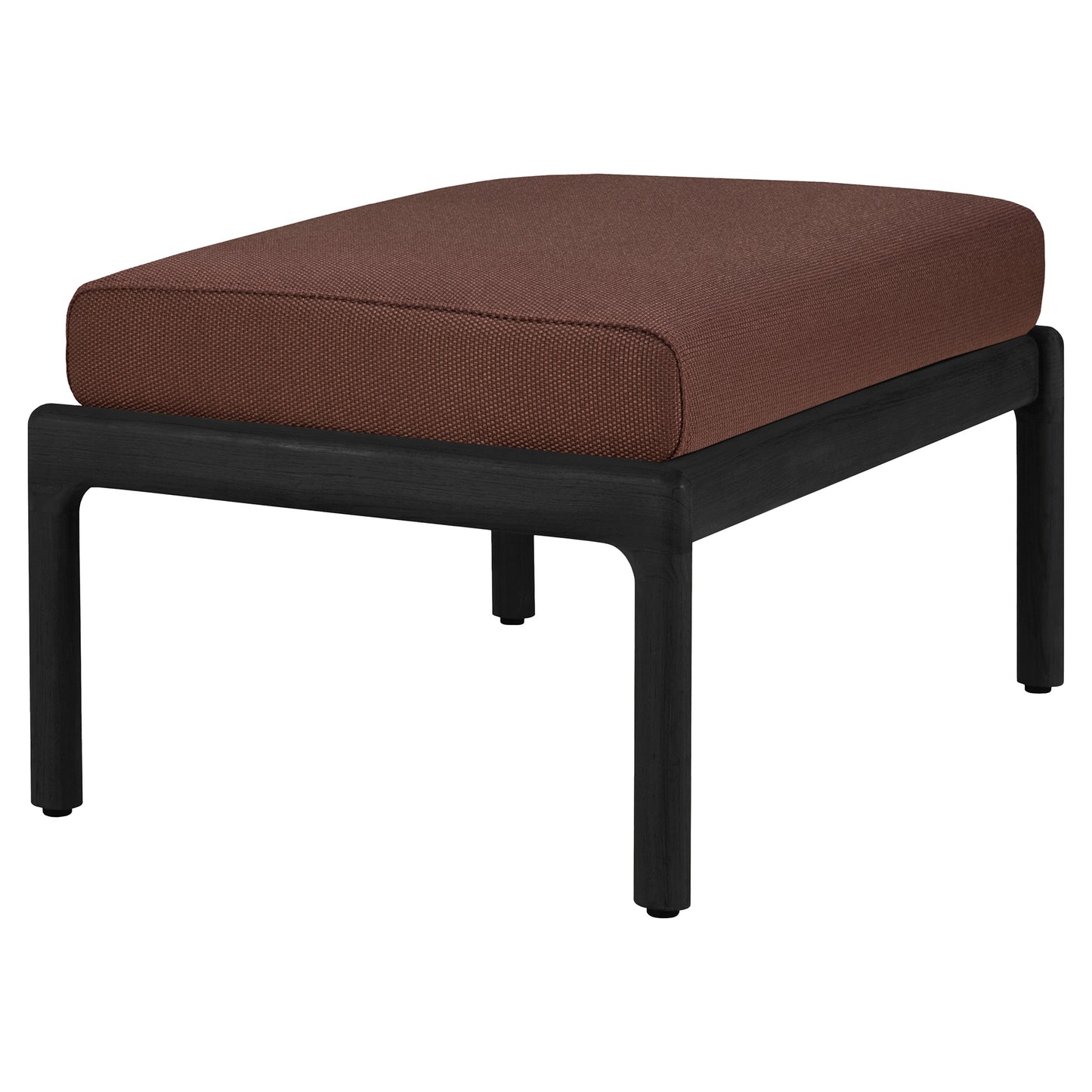 Jack Outdoor Footstool - Black Teak, Burgundy