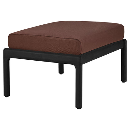 Jack Outdoor Footstool - Black Teak, Burgundy