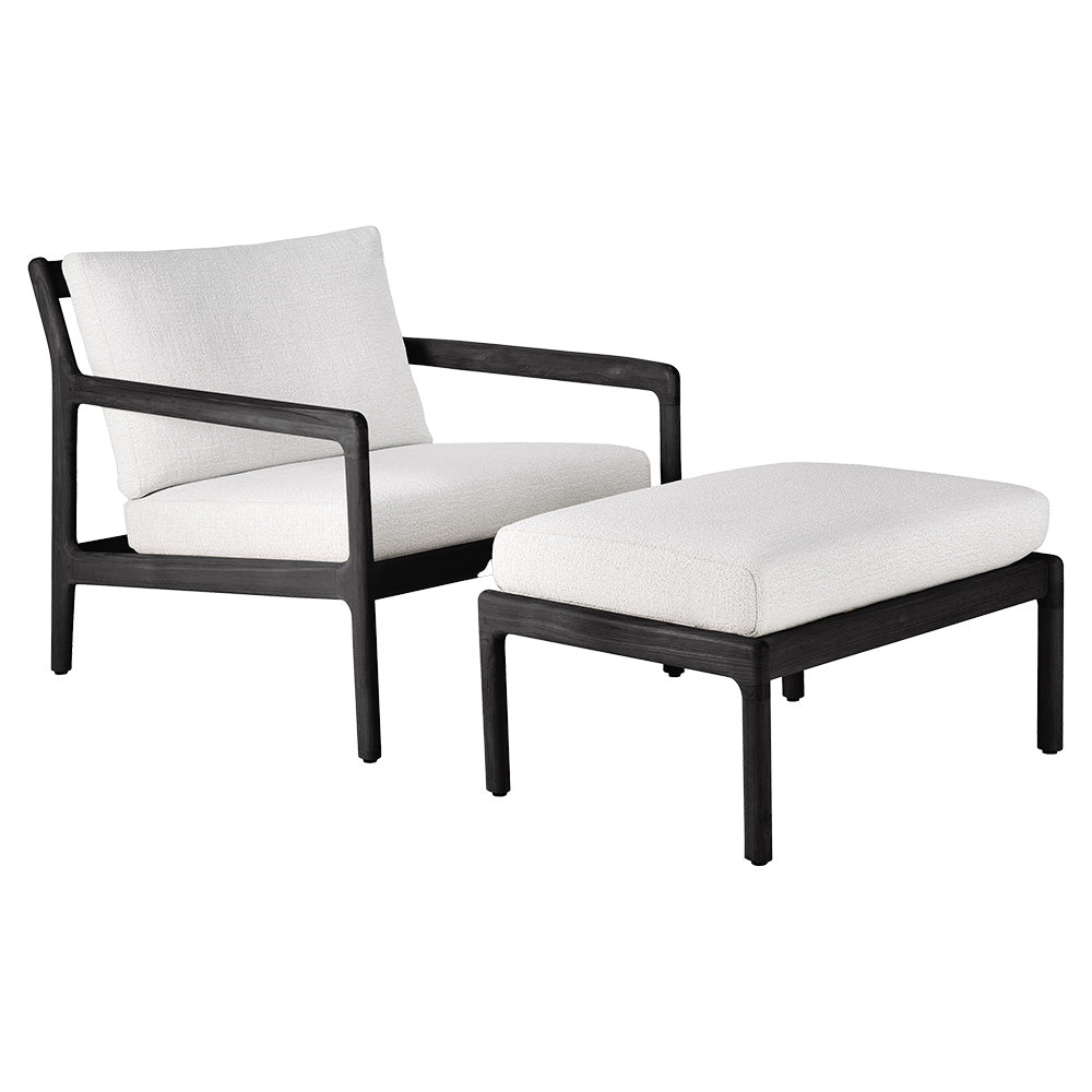 Jack Outdoor Footstool - Black Teak, Off White