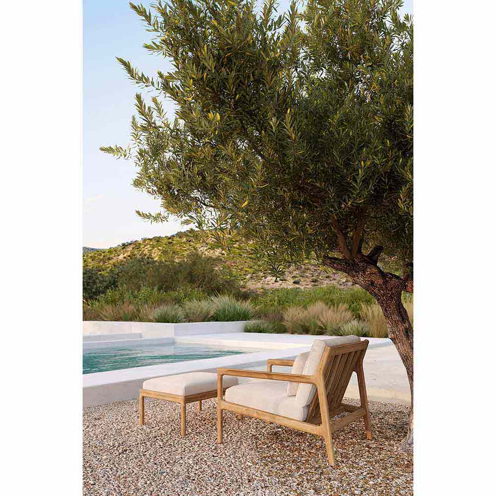 Jack Outdoor Footstool - Teak, Off White