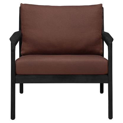 Jack Outdoor Lounge Chair - Black Teak, Burgundy