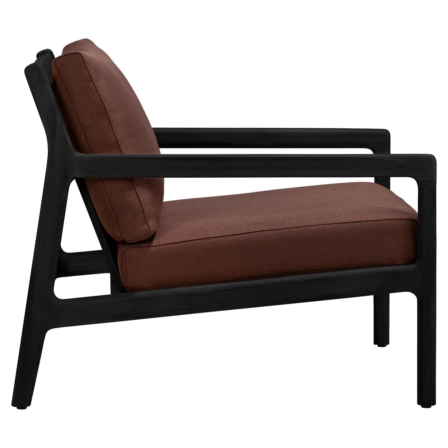 Jack Outdoor Lounge Chair - Black Teak, Burgundy