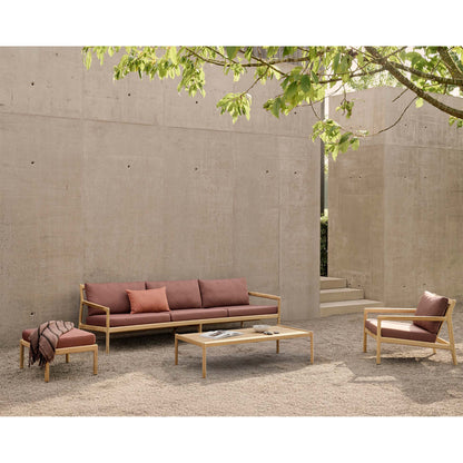 Jack Outdoor Footstool - Teak, Burgundy