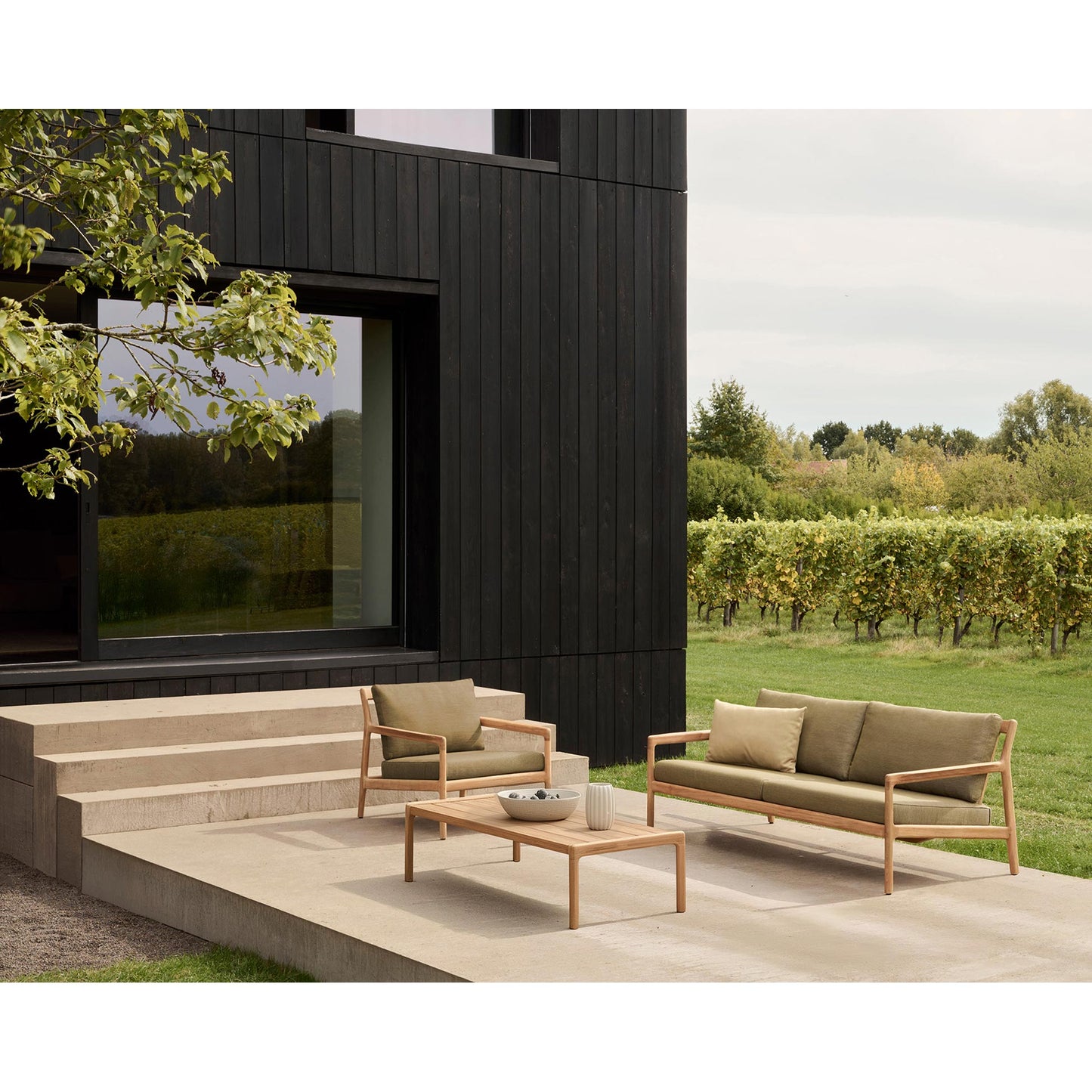 Jack Outdoor Lounge Chair - Black Teak, Green