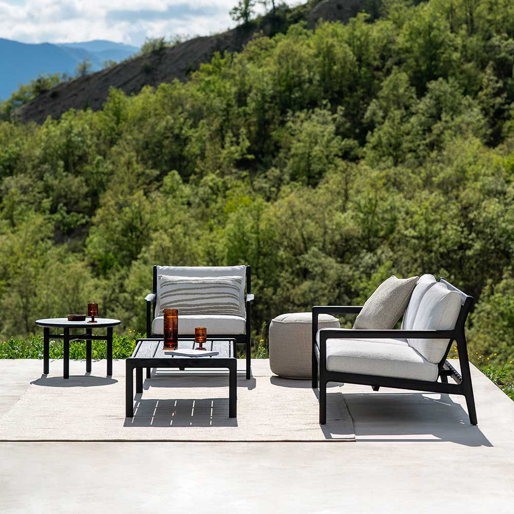 Jack Outdoor Lounge Chair - Black Teak, Off White