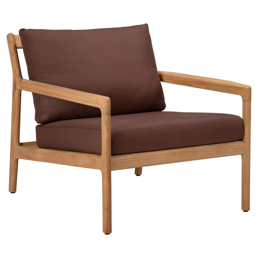Jack Outdoor Lounge Chair - Teak, Burgundy