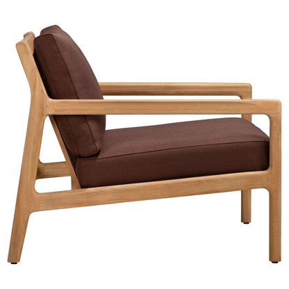 Jack Outdoor Lounge Chair - Teak, Burgundy