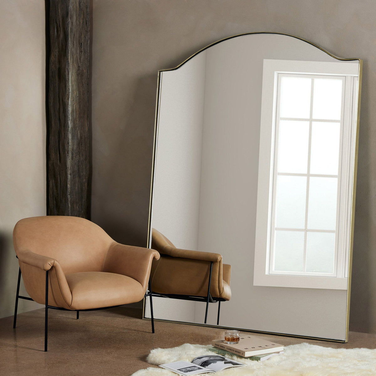 Jacques Floor Mirror - Antique Brass